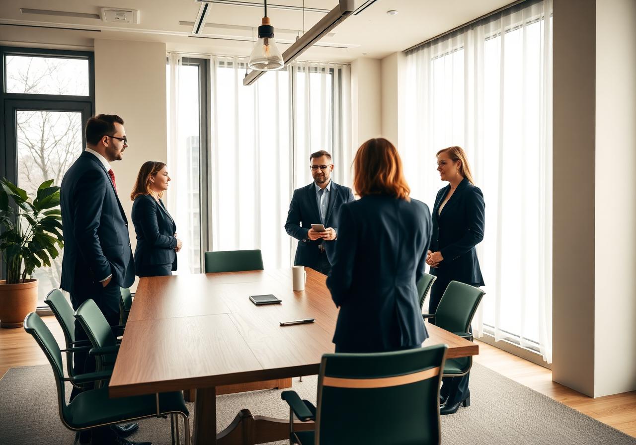 Berliner Unternehmerinnen und Unternehmer im Austausch in einem modernen Konferenzraum